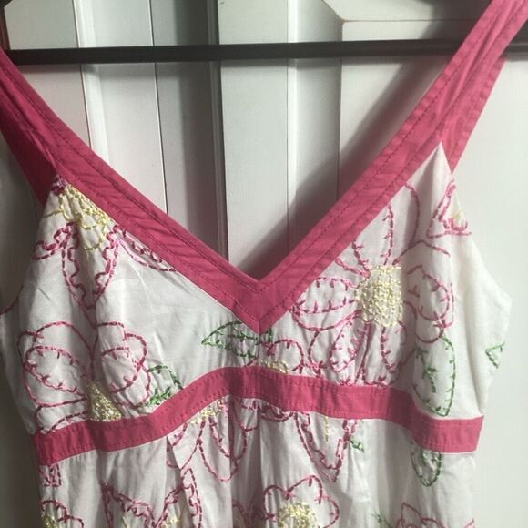 Lilly Pulitzer Amber Fruit Punch Embroidered Lined Dress Sz 4P Empire - Picture 2 of 9